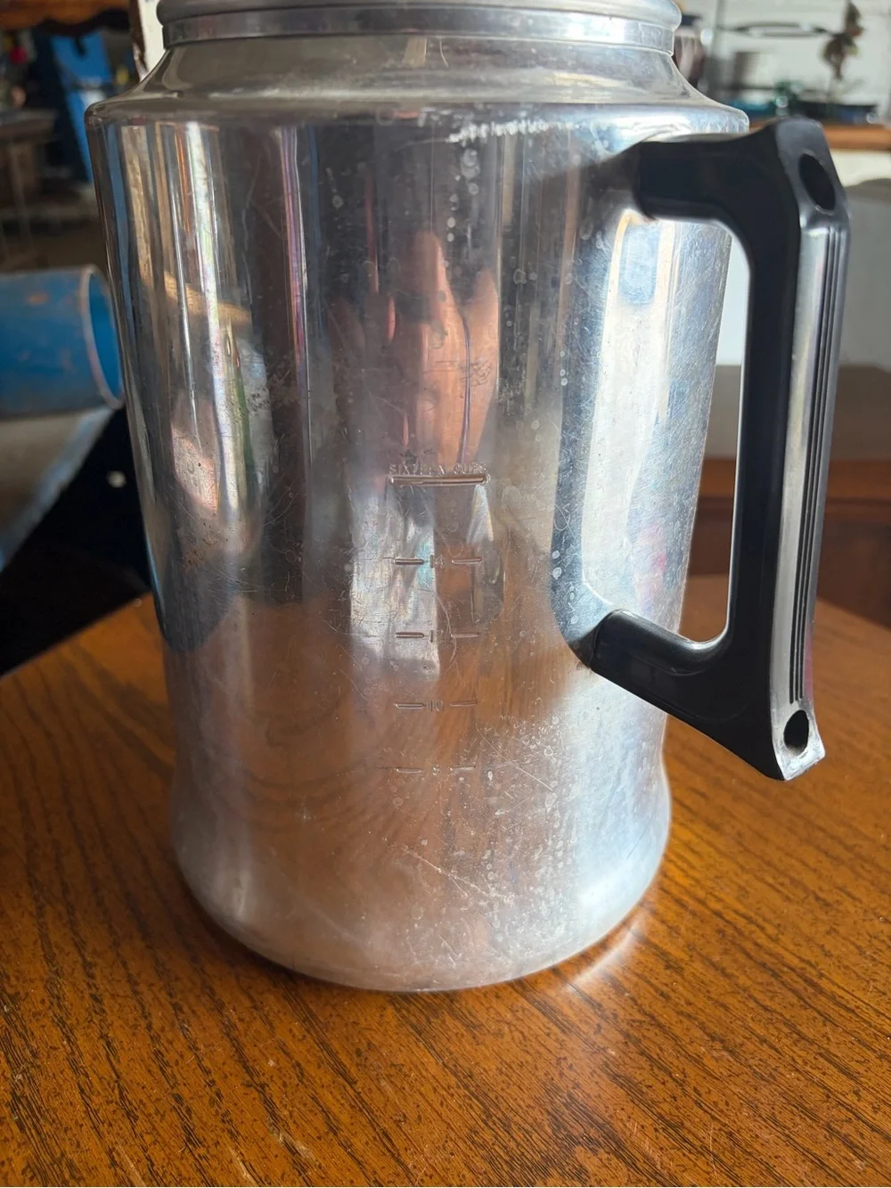 Aluminum Coffee Percolator with Black Handle - Silver